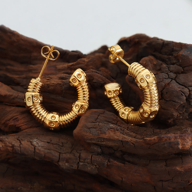 Insider's Autumn/Winter Punk C Earrings: High-Grade Brass Jewelry for Women