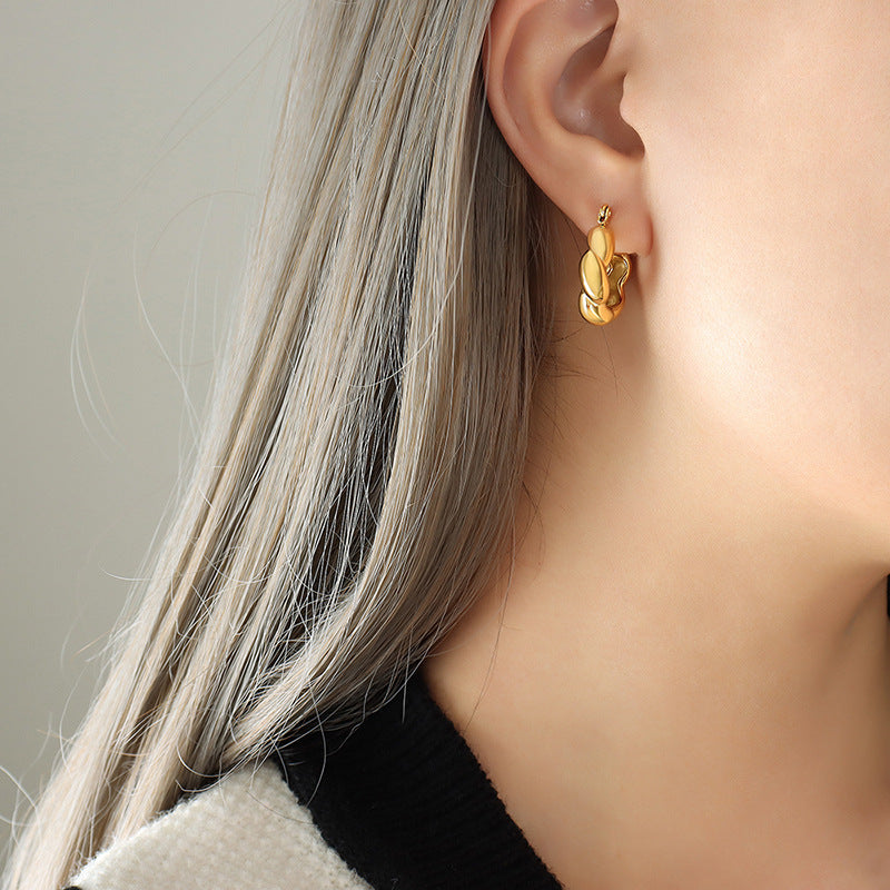 Kinked Temperament Gold-Plated Earrings with Korean Influence