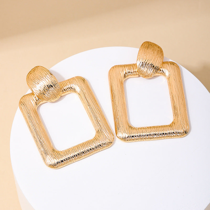 Square Geometric Earrings with Retro Vibe - Vienna Verve Collection