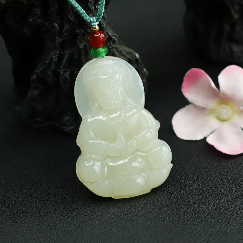 Guanyin Necklace Crafted with Hotan Jade