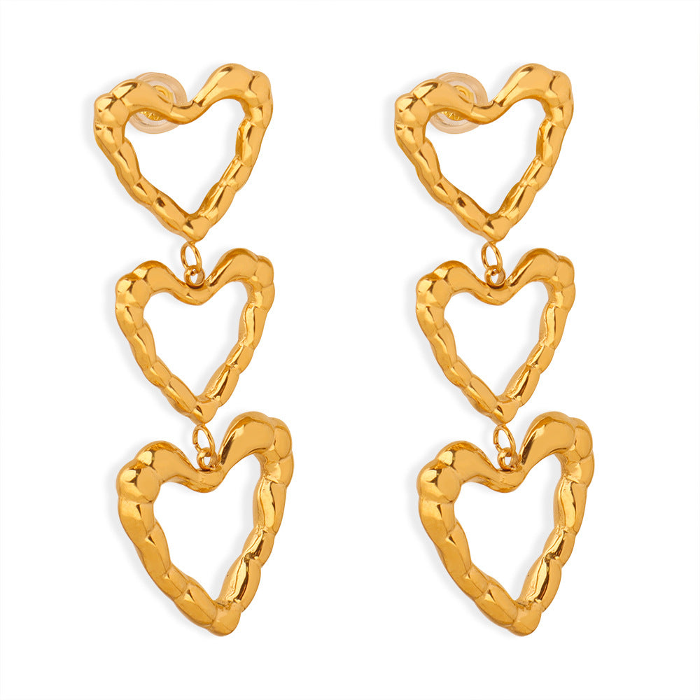 Heartfelt Gold-Plated Titanium Steel Long Earrings for Women