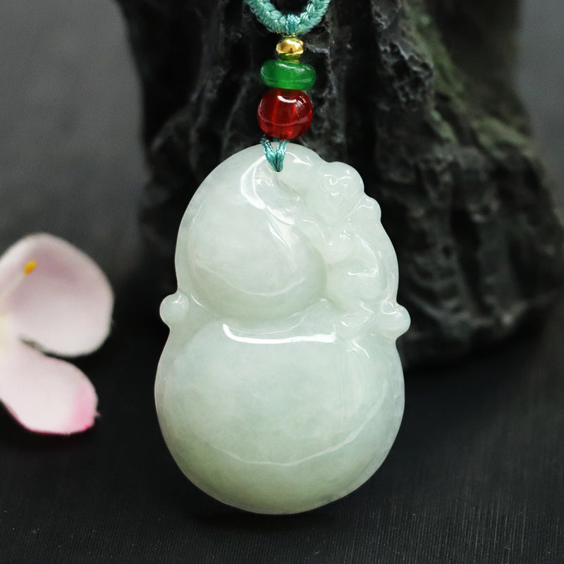 Jade Monkey Gourd Pendant - Fortune's Favor Collection