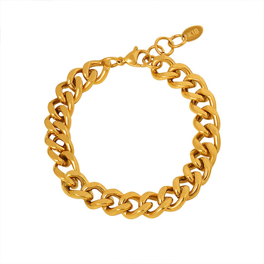 Exquisite Titanium Steel Gold-Plated Chain Bracelet for Women with a Touch of Luxury