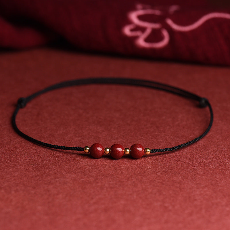 Cinnabar Transfer Beads Sterling Silver Bracelet