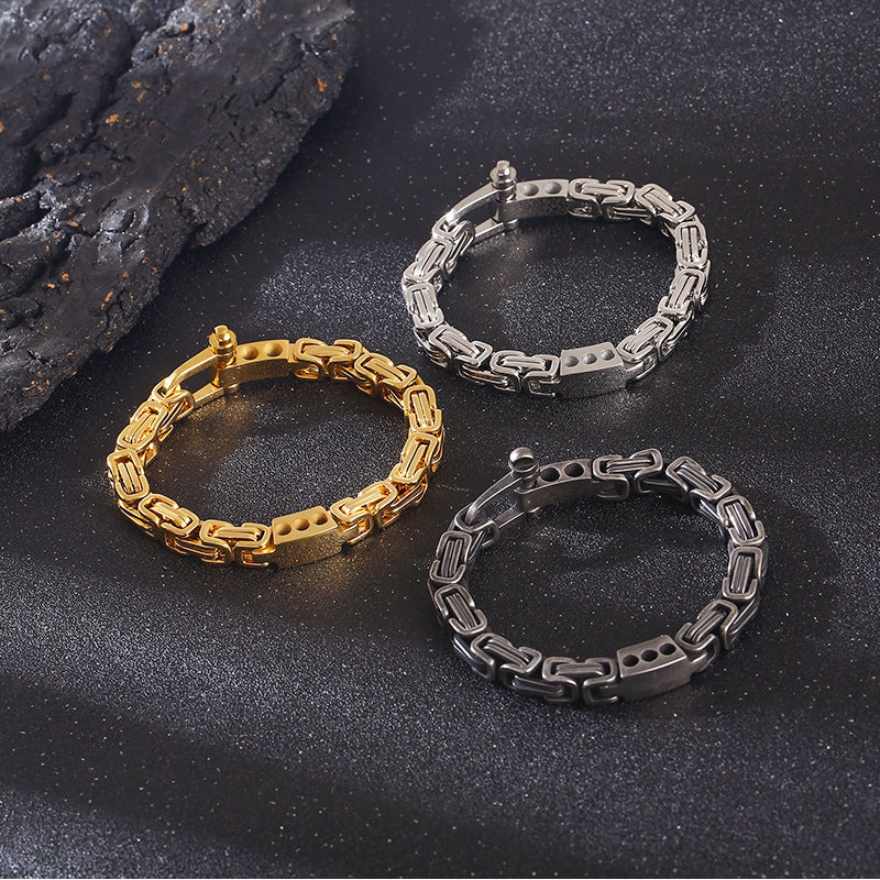 Punk Retro Byzantine Chain Bracelet for Men - High-End Stainless Steel Jewelry