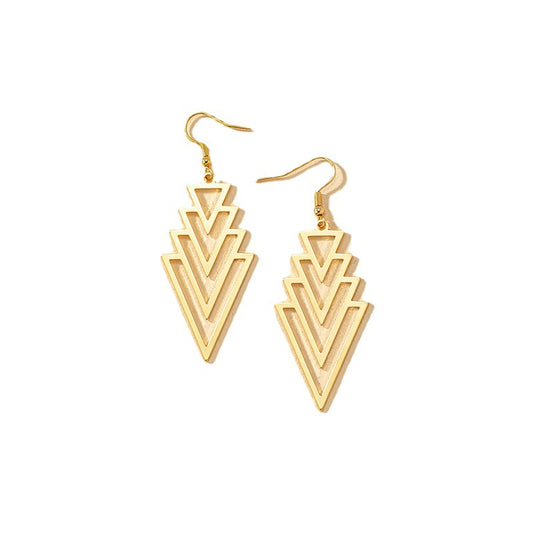 Stylish Metal Geometric Long Earrings - Vienna Verve Collection