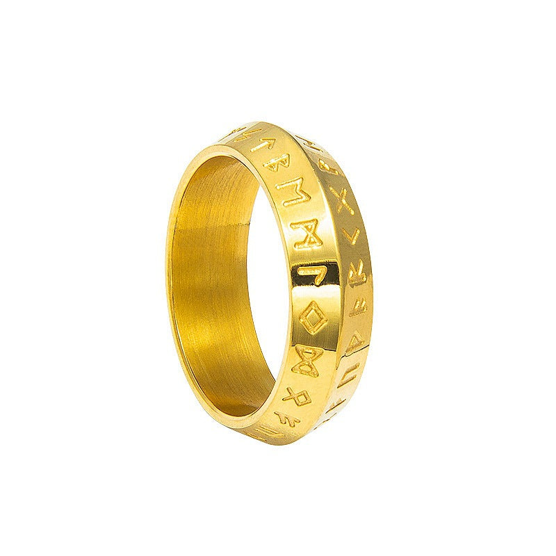 Viking Rune Fate and Power Ring for Men with Cross-Border Influence