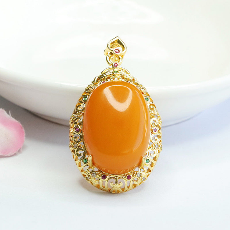 Golden Honey Wax Amber Pendant Necklace from Planderful Fortune's Favor Collection