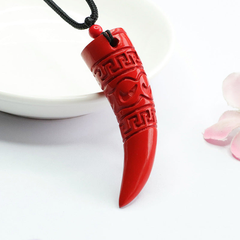 Bold Retro Cinnabar Pendant with Red Sand Spike