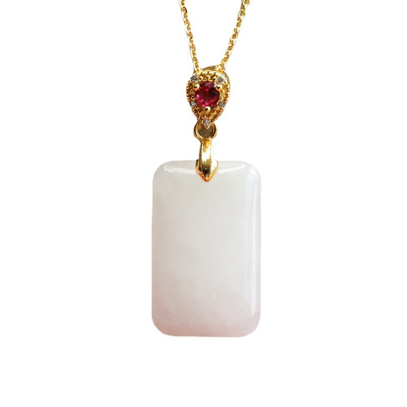 Heavenly White Jade Zircon Necklace