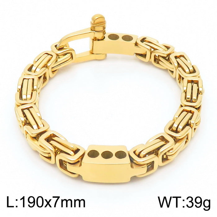 Punk Retro Byzantine Chain Bracelet for Men - High-End Stainless Steel Jewelry