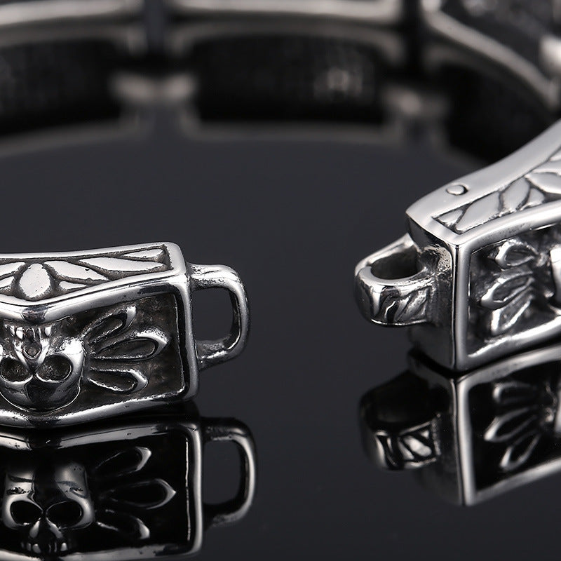 Punk Elegance: Retro Skull and Lion Head Men's Bracelet