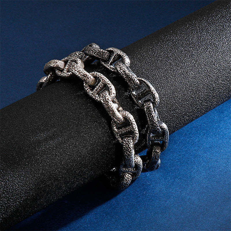 Vintage-Inspired Stainless Steel Men's Bracelet with Japanese Characters in Titanium Steel