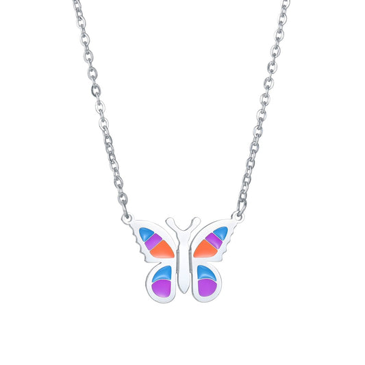 Vibrant Butterfly Steel Necklace - Elegant European and American Pendant Collection