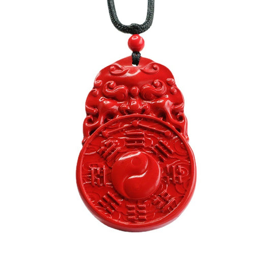 Fortune's Favor Cinnabar Stone Pendant for Prosperity and Protection