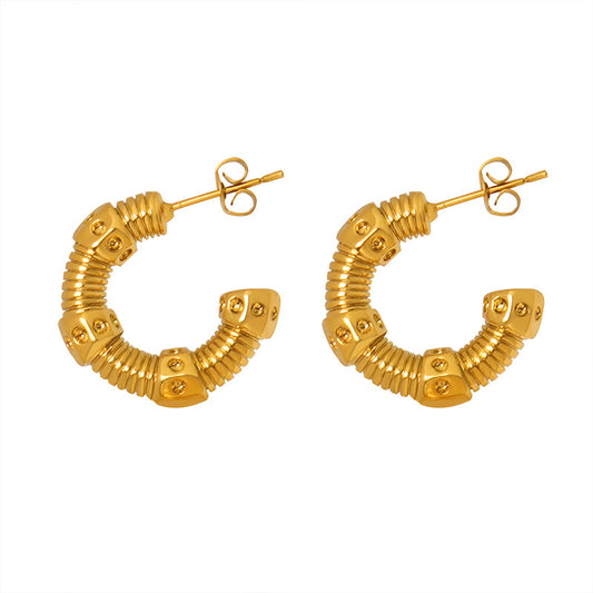 Insider's Autumn/Winter Punk C Earrings: High-Grade Brass Jewelry for Women