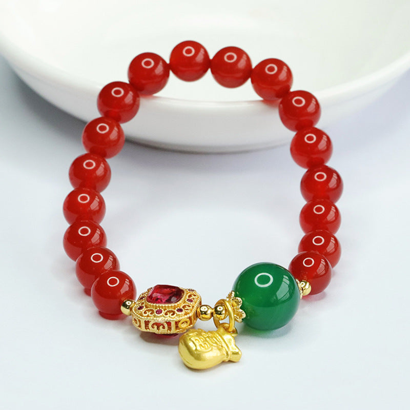 Chinese Blessing Agate and Chalcedony Bracelet from Planderful Collection