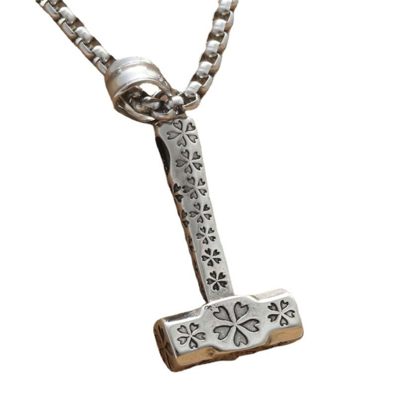 Titanium Steel Punk Hammer Pendant Necklace - Retro Trendy Men's Accessory