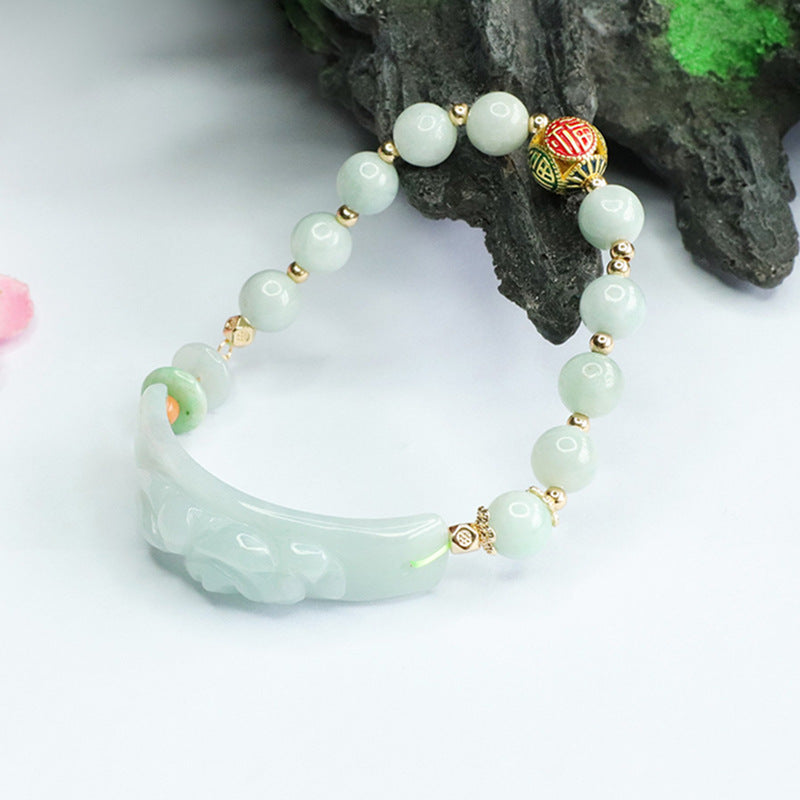 Jade Pixiu Blessing Bead Sterling Silver Bracelet