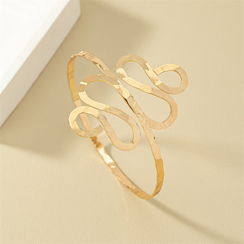 Elegant Geometric Metal Bracelet with Snake Design - Vienna Verve Collection