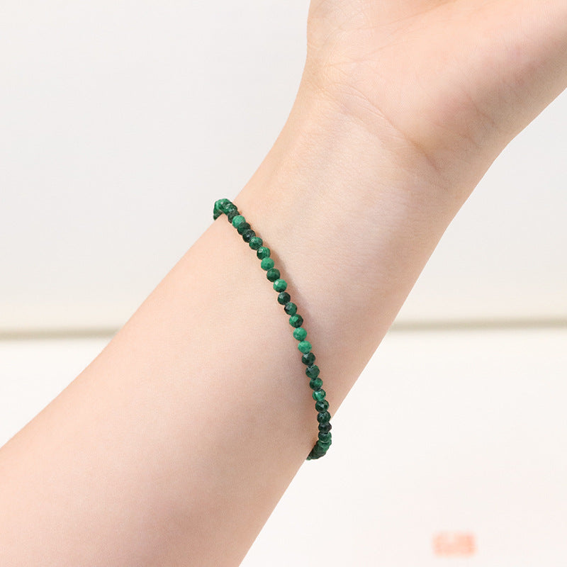 Captivating 3mm Malachite Green Crystal Bracelet for Women