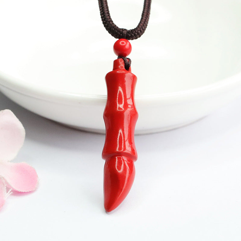 Red Sand Brush Sterling Silver Pendant with Cinnabar Stone