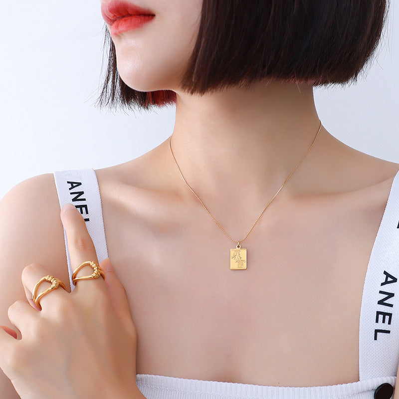 Elegant Gold-Plated Pendant Necklace with Unique Fashion Design