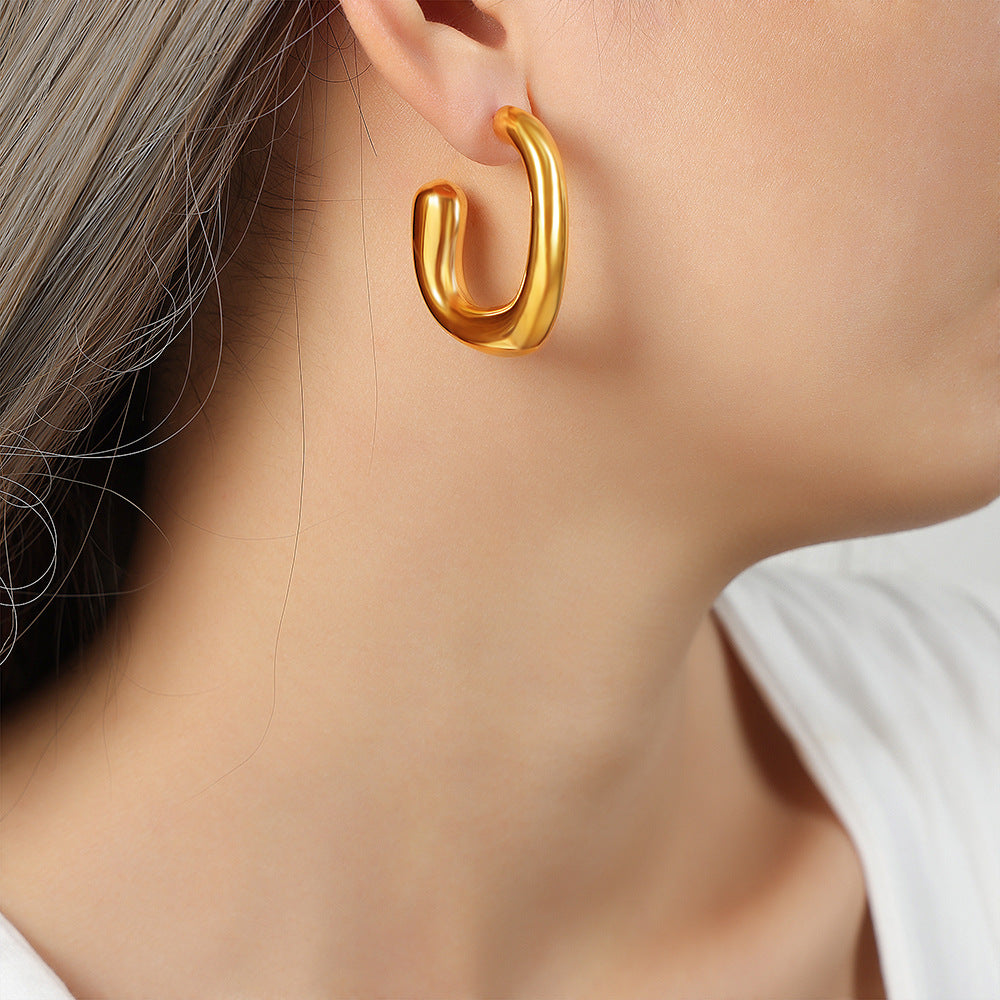 Glamorous Golden G-shaped Geometric Earrings crafted in Titanium Steel - Elegant Women's Jewelry