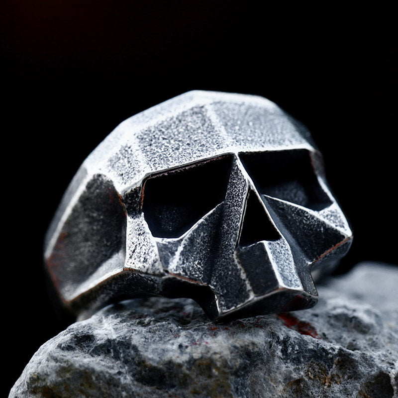 Punk-Inspired Titanium Steel Skull and Robot Ghost Head Ring for Men - Edgy Hip Hop Jewelry Collection