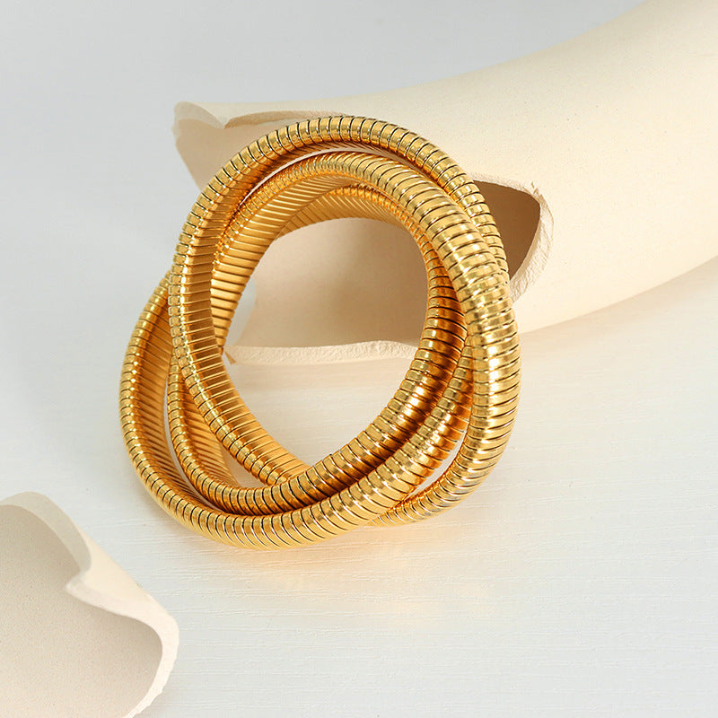 Golden Serpentine Layered Bracelet for Women by Planderful - Everyday Genie Collection