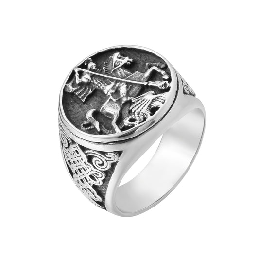 Retro Knight Crusade Titanium Steel Military Men's Ring