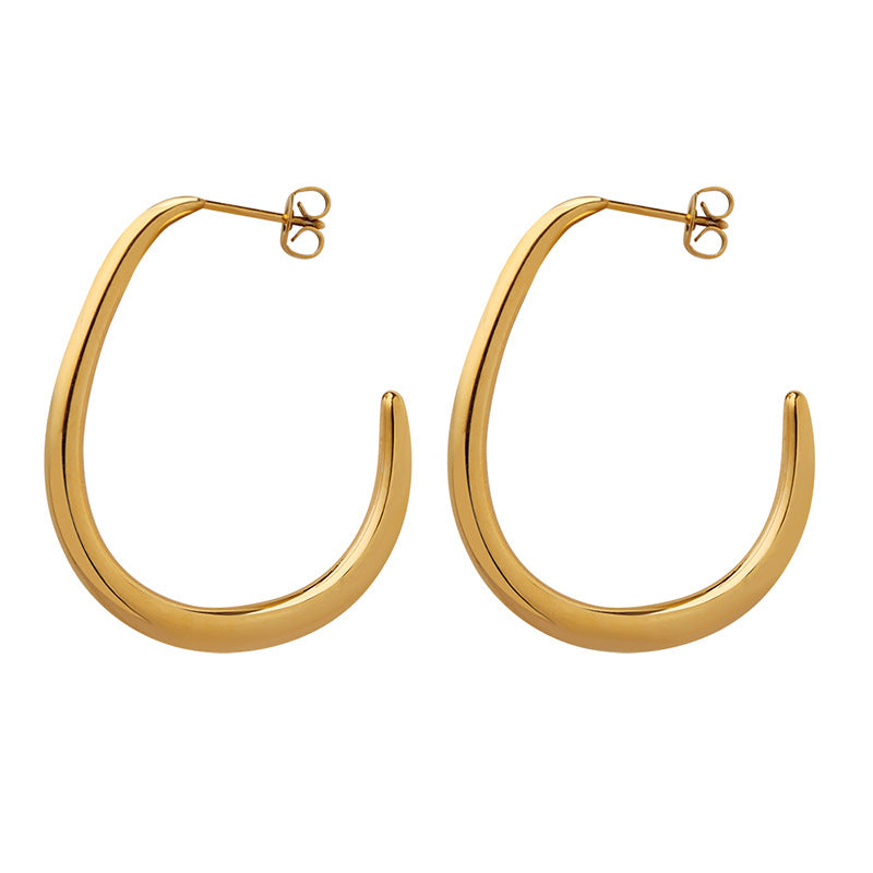 Extravagant Titanium Steel Gold Plated Geometric Earrings for Fashionable Events