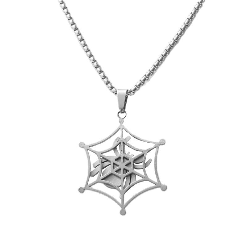 Trendy Men's Titanium Steel Spider Pendant Necklace - Personalized Retro Animal Design