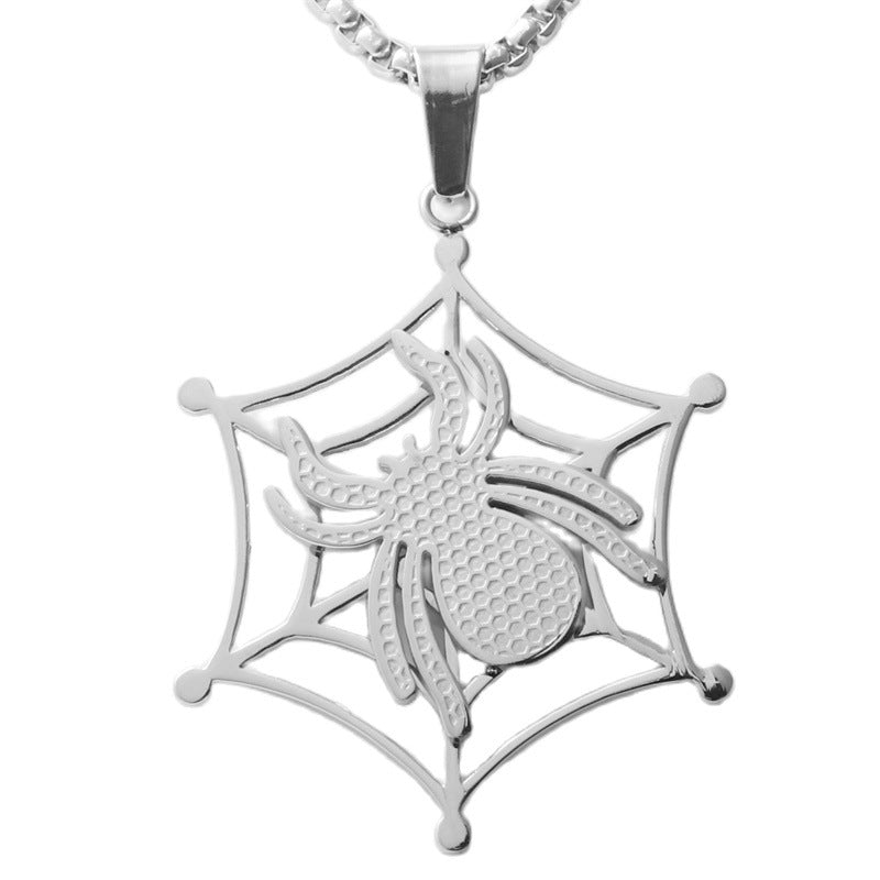 Trendy Men's Titanium Steel Spider Pendant Necklace - Personalized Retro Animal Design