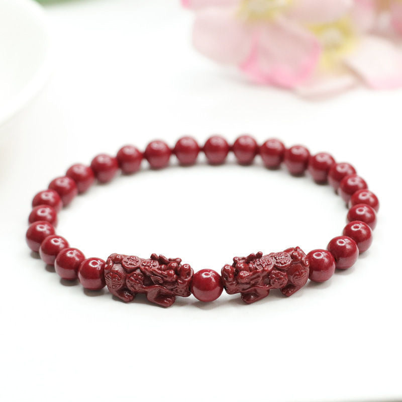 Cinnabar Stone Sterling Silver Bracelet