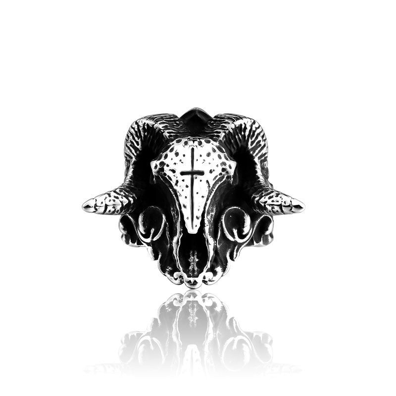 Personalized Viking Horns Skull Ring for Men - Durable Titanium Steel Design