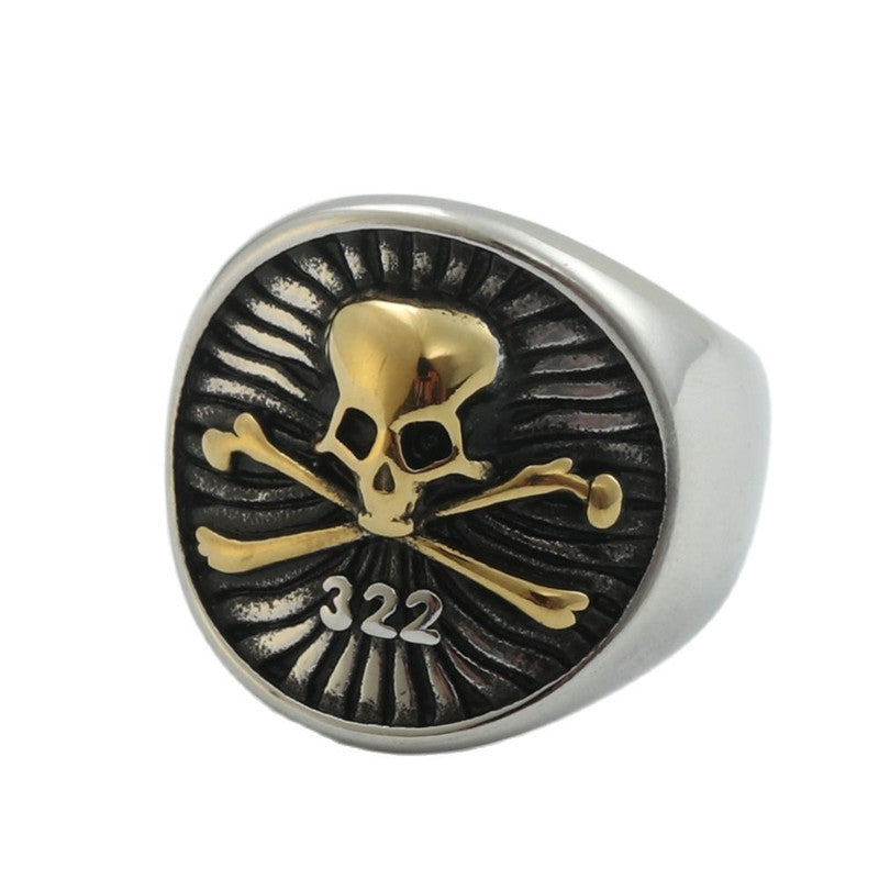 Titanium Steel Gold Skull Ring for Men - Retro Trendy Accessories in Stainless Steel