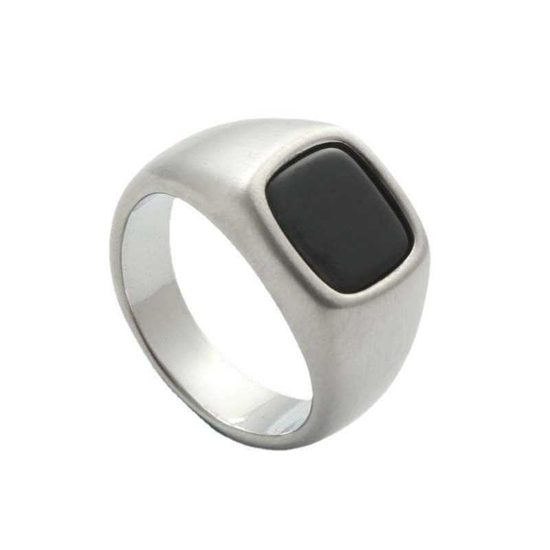 Titanium Steel Epoxy Retro Square Ring for Men - Trendy Accessories Direct from Manufacturer