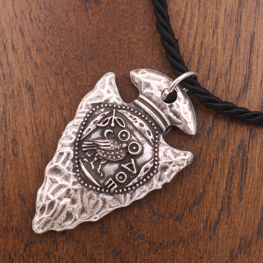 Viking Odin Crow Necklace - Hammer Alloy Pendant with Rune Details