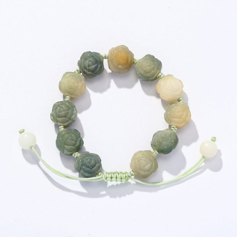 Ancient Style Gradient Jade Bracelet with Sterling Silver Needle