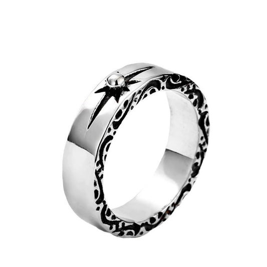 Takahashi Sun Ray Retro Stainless Steel Men's Tail Ring - Wholesale Titanium Steel Jewelry