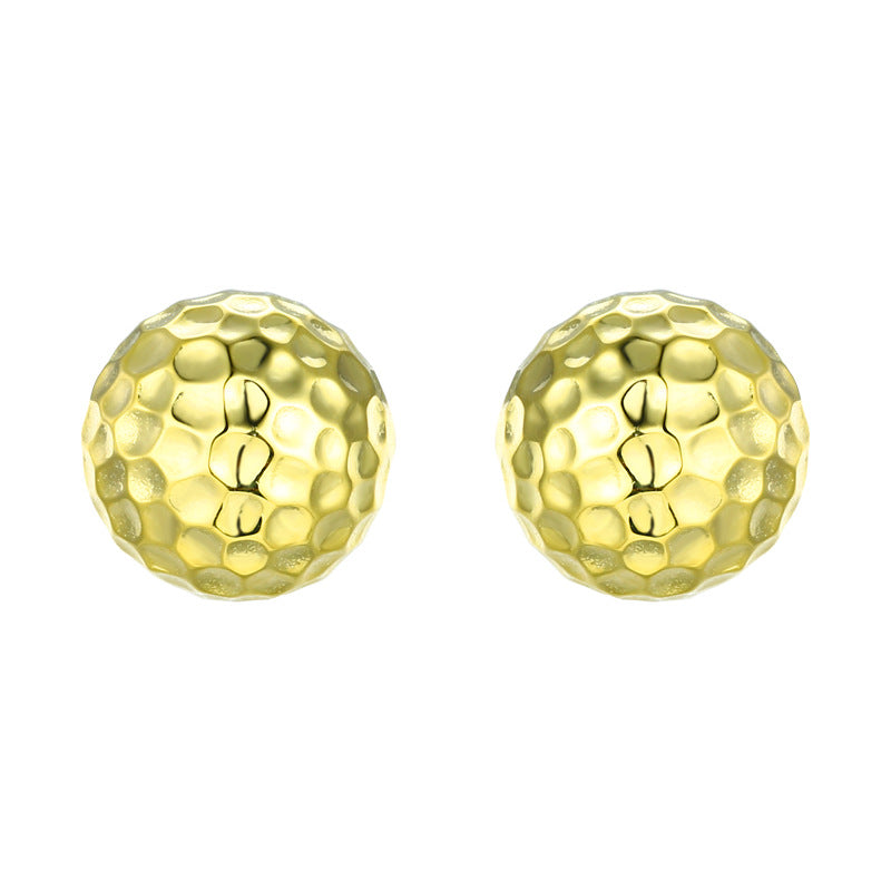 Honeycomb Pattern Half Ball Sterling Silver Stud Earrings