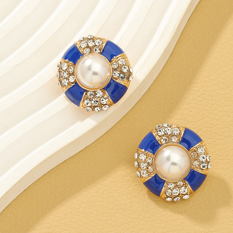 Vintage Korean Style Round Alloy Earrings - Vienna Verve Collection