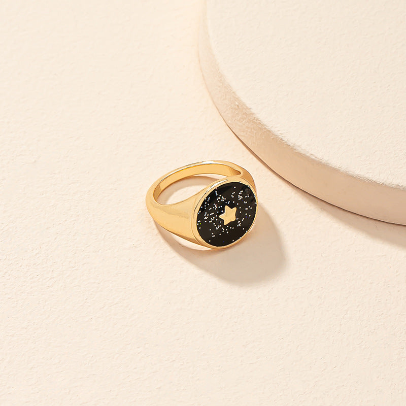 Vienna Verve Collection: Celestial Oil Drop Star Rings - Elegant Minimalism, Personalized Creativity, Light Luxury