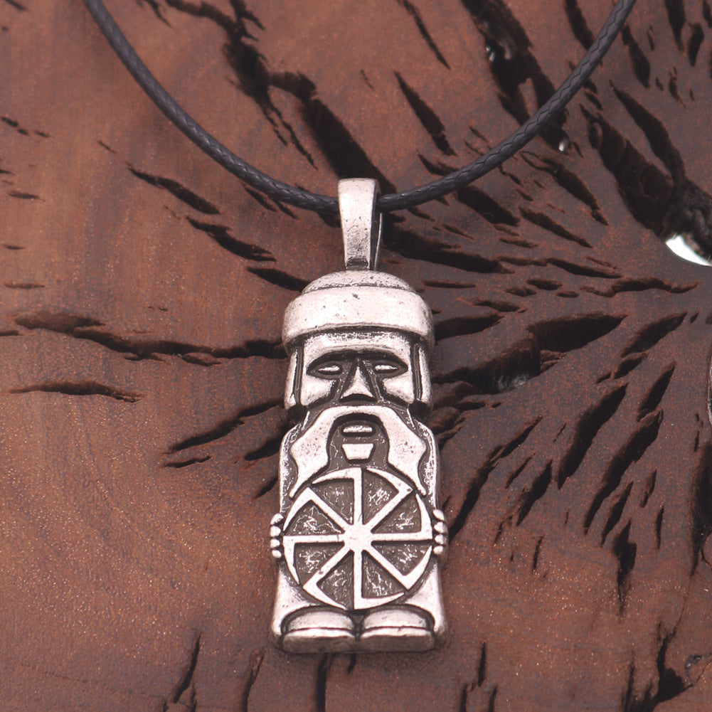 Infinite Totem Necklace with Egyptian Face Statue Pendant for Men