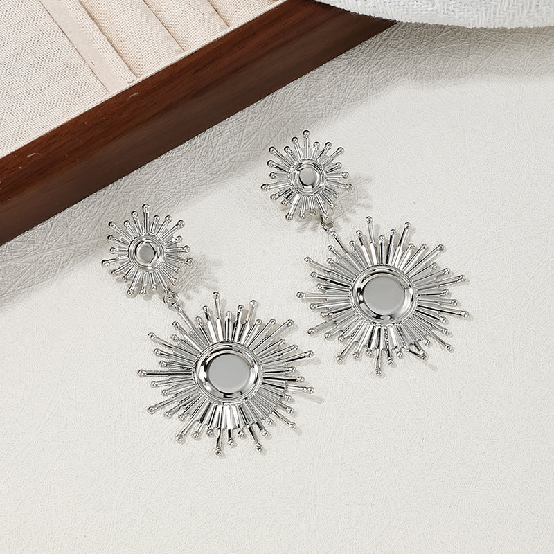 Exaggerated Sunflower Metal Earrings - Vienna Verve Collection