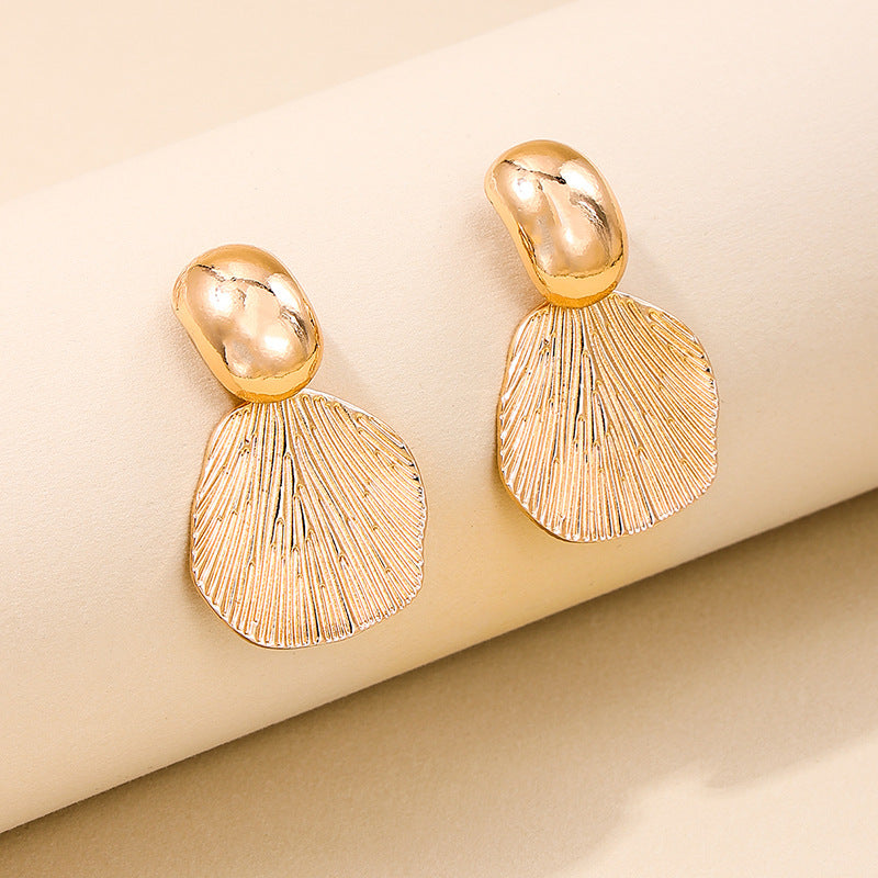 Exaggerated Fan-Shaped Cold Wind Earrings with a Retro Twist