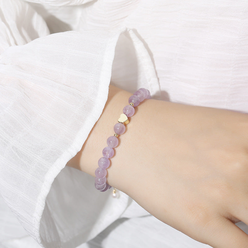 Purple Crystal Heart Bracelet for Women by Planderful Collection