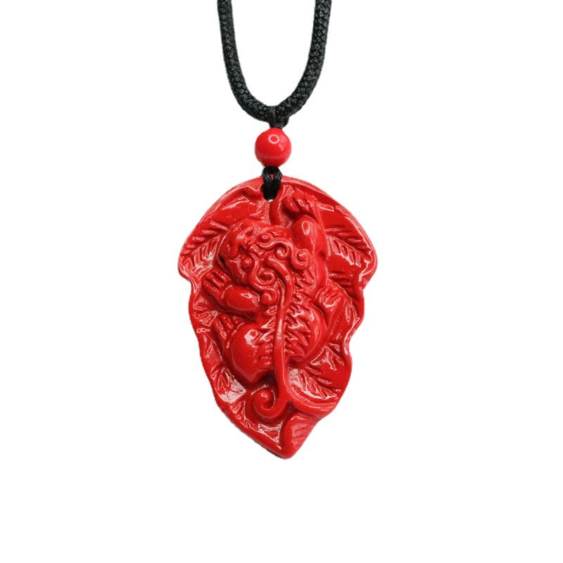 Cinnabar Pendant Red Sand Pixiu Leaf Pendant Jewelry