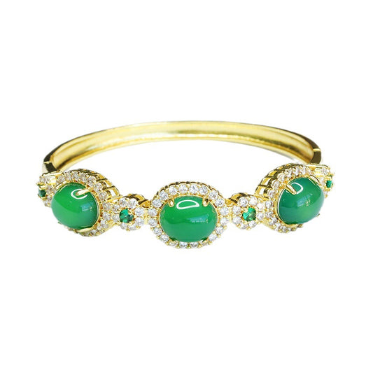 Golden Green Chalcedony Bracelet Trio